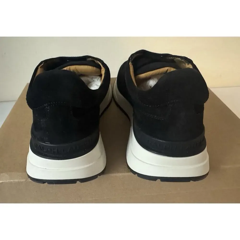 NIB Ralph Lauren Purple Label ‘Ethan’ Black Suede Logo Sneakers Size 8 $895.00
